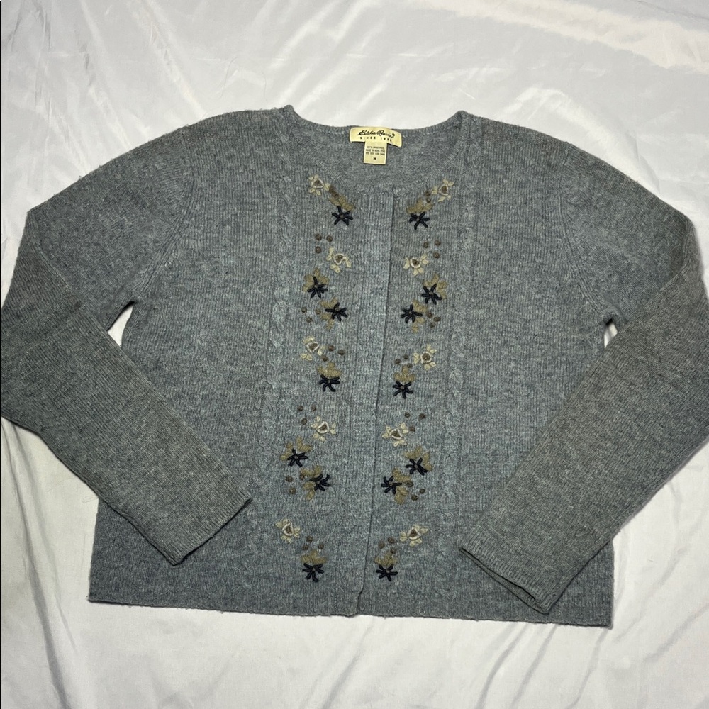 Eddie Bauer Gray Floral Women's Cardigan